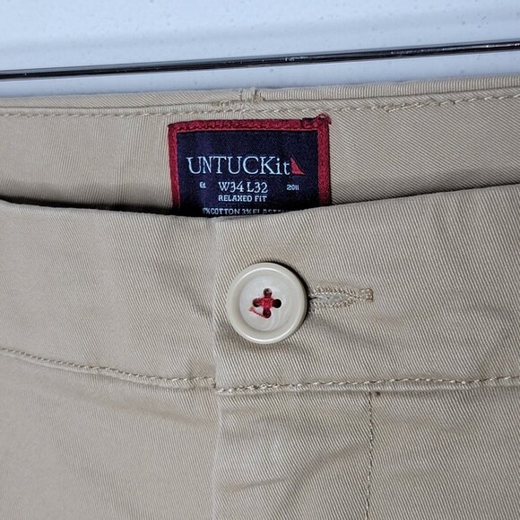 UNTUCKit 34 x 32 Tan Relaxed Fit Khaki Straight Leg St. Clair Men's Pants - Picture 5 of 5